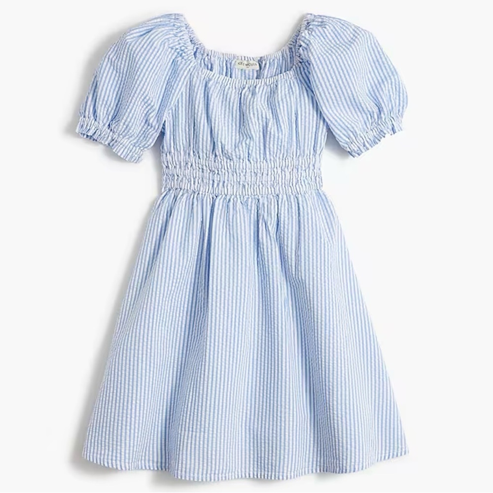 J Crew Crewcuts Seersucker Girl's Dress Blue Size 7 NWOT